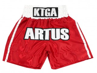 Custom Boxing Shorts , Personalised Boxing Pants : KNBXCUST-2042-Red